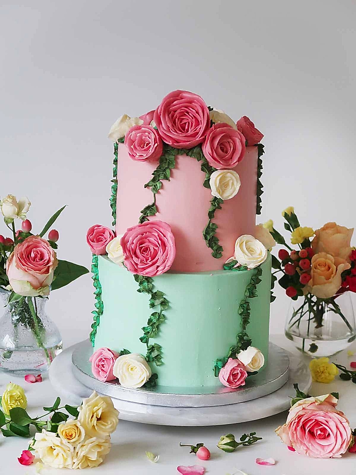Midsummer Buttercream Flower Wedding Cake Delivery London Surrey