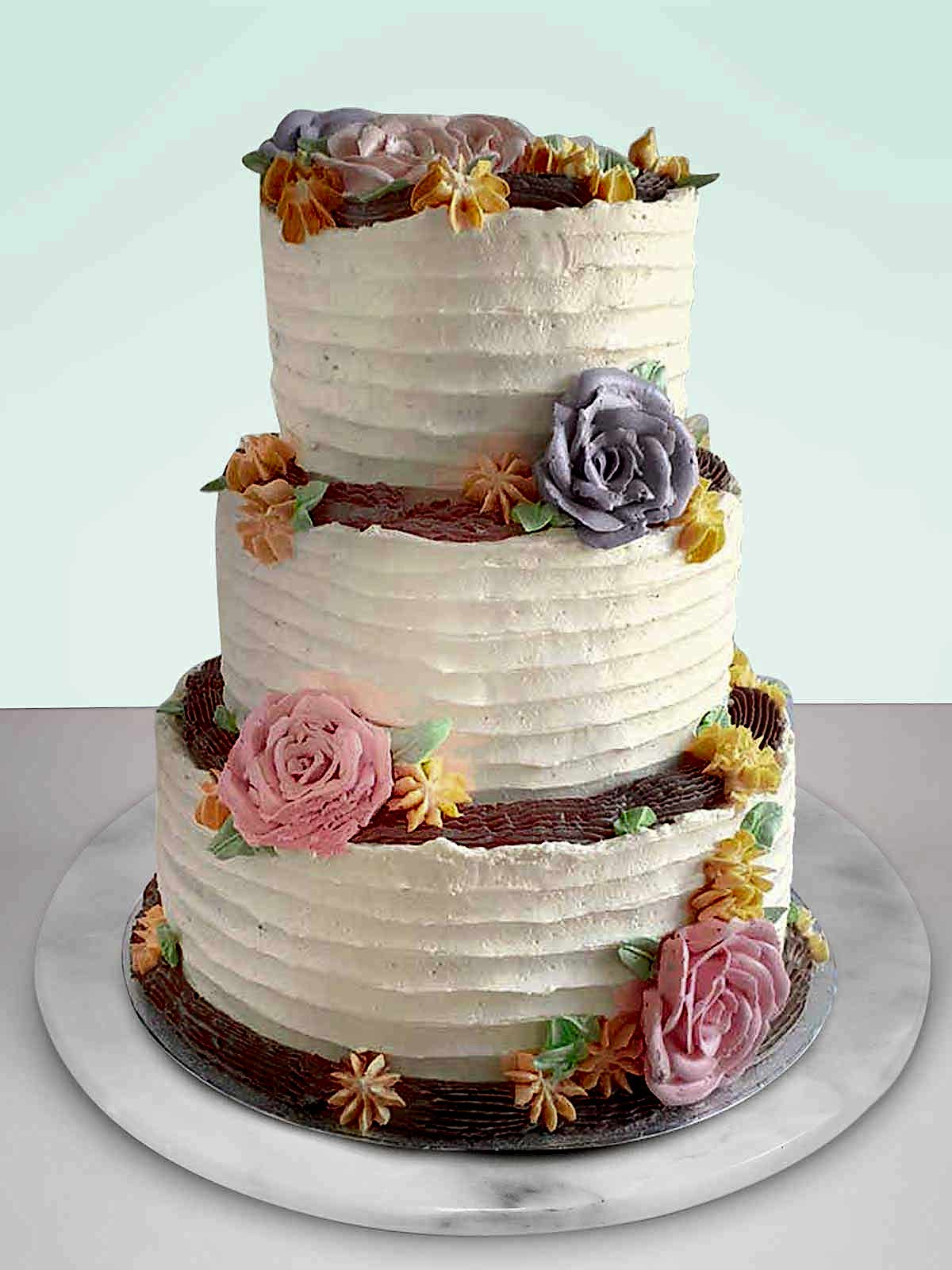 Rustic Floral Wedding Cake to Order Online
